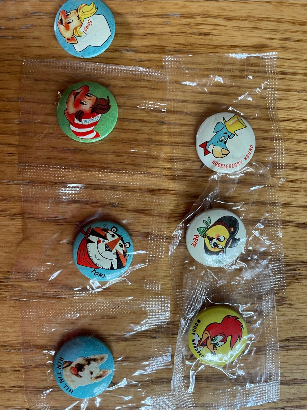 Set of 7 Vintage 50’s Cartoon Character Pinback Buttons